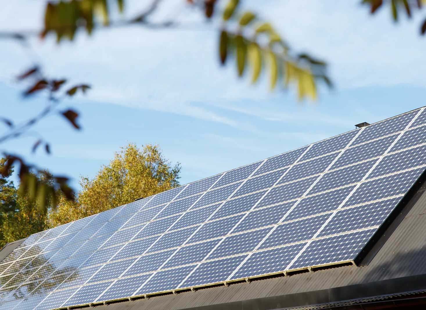 A solar panel on a roof