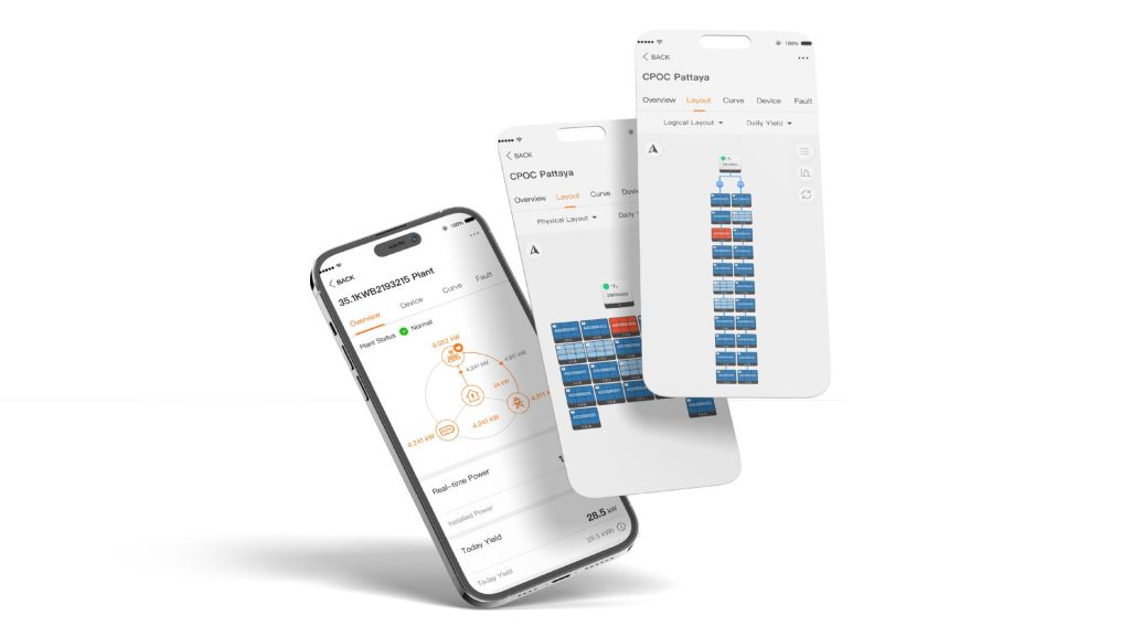 Goodwe inverter monitoring app showing solar system power output and consumption